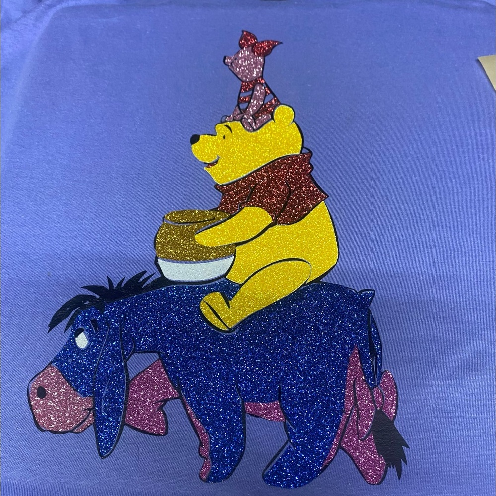 Winnie the Pooh Done in Glitter Size Medium Graphic Tee
